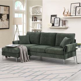[VIDEO provided][New]84 "Modern Chenille L-Shaped Sofa with Reversible Lounge,Convertible Sectional Couch Set,4 Seat Indoor Furniture with Reversible (Color: as Pic)